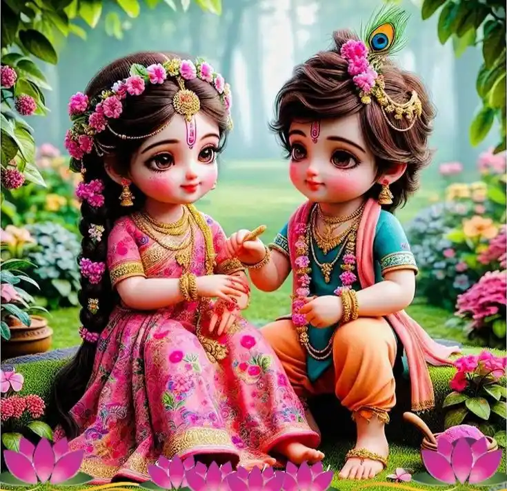 cute krishna and radha images