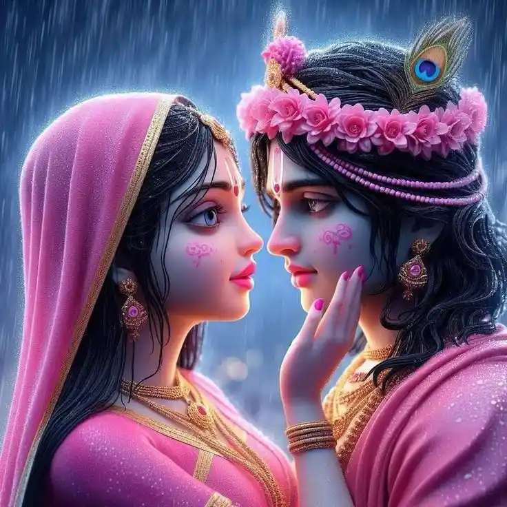 good night radha krishna romantic images