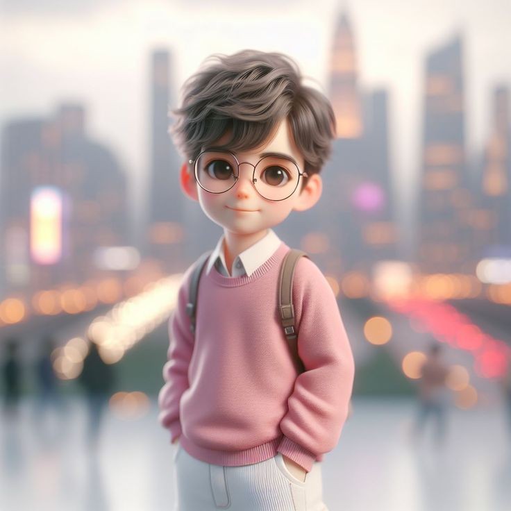 stylish cartoon boy
