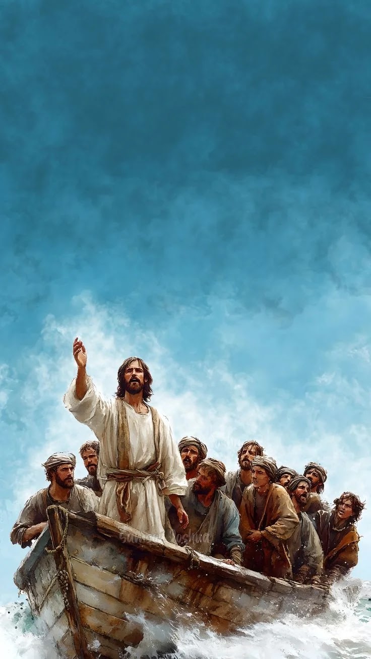 jesus glowing on water image