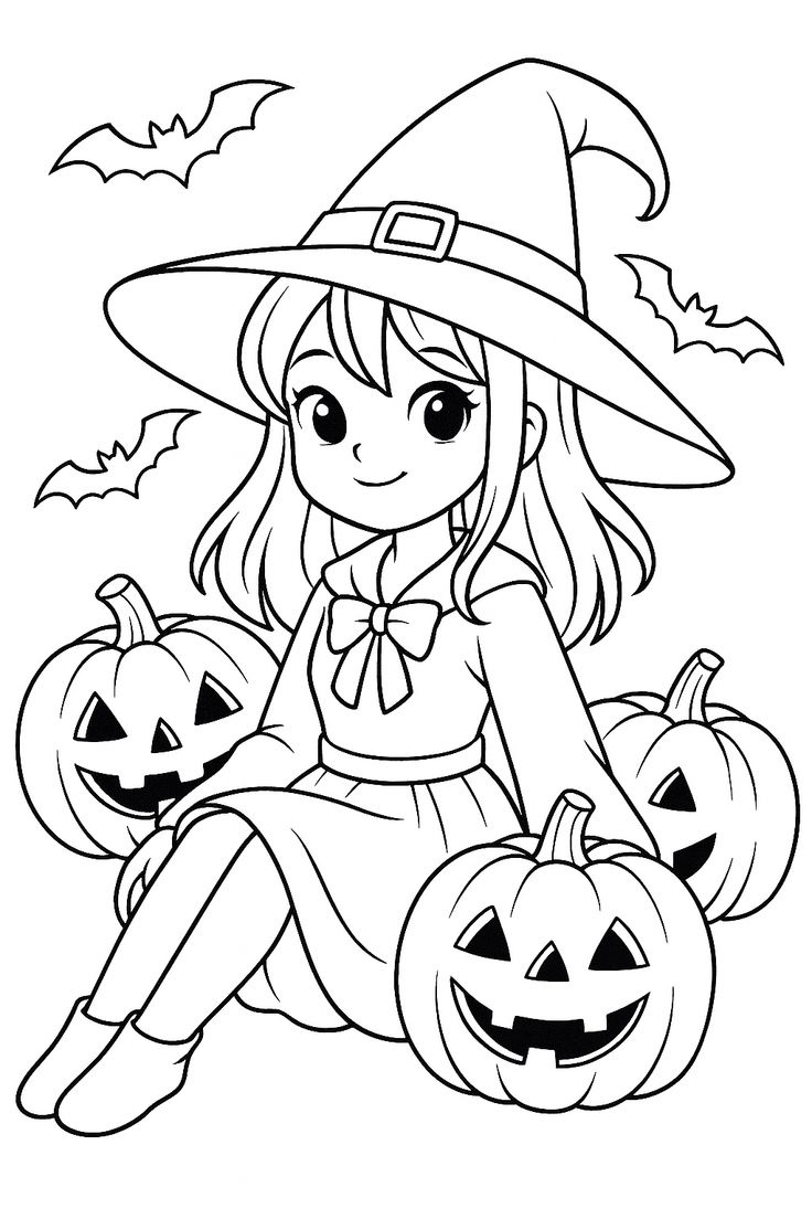 coloring picture of a witch