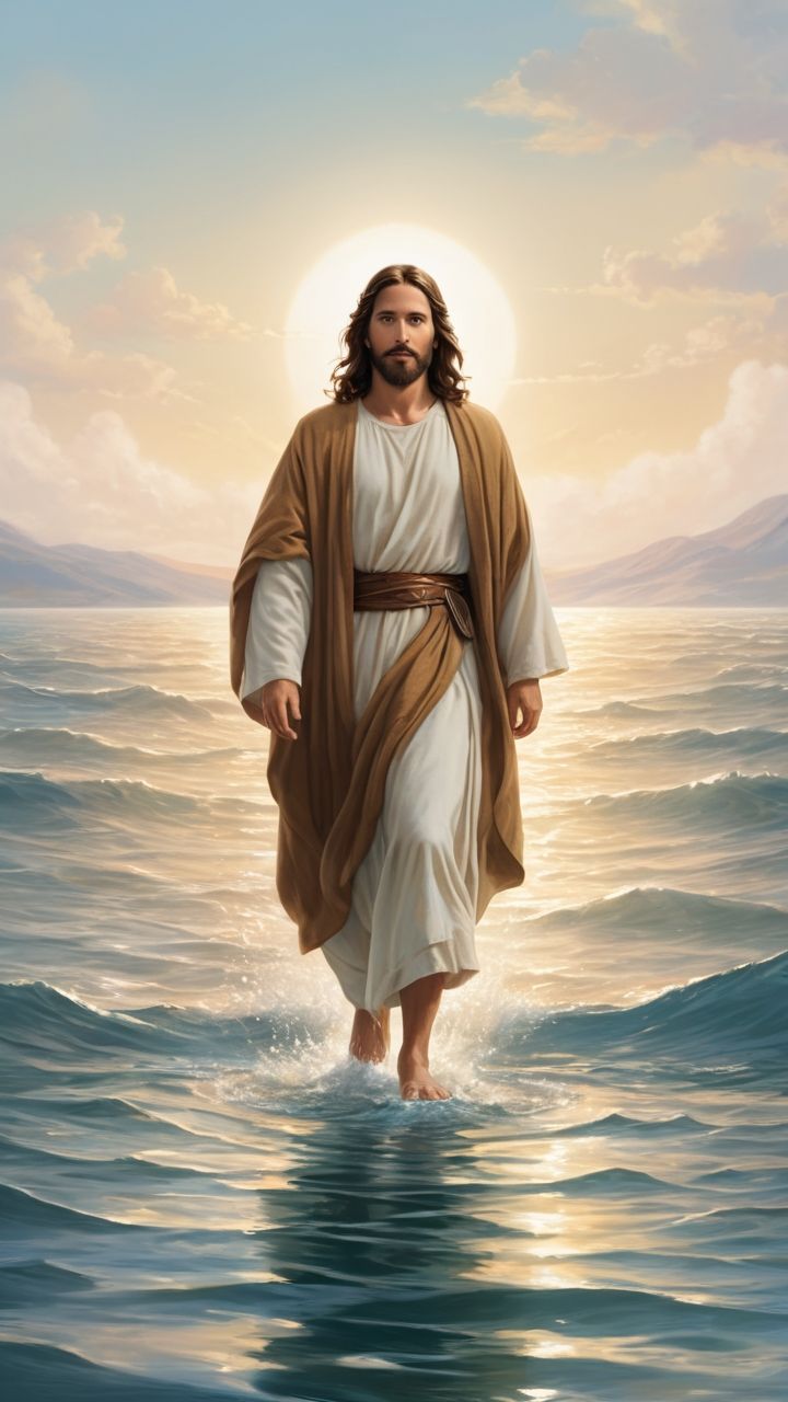 photo of jesus walking on water
