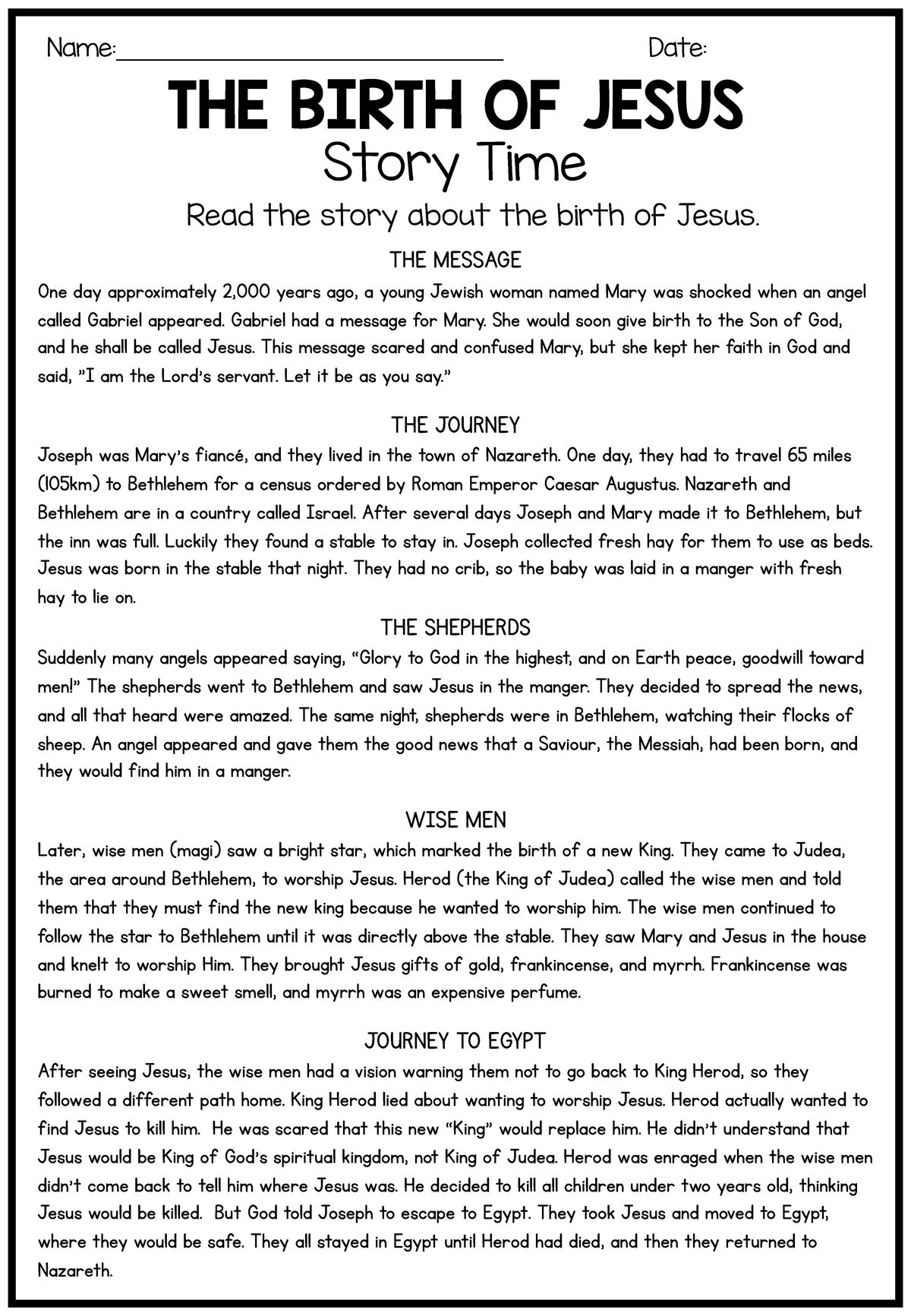 birth of jesus story with pictures pdf