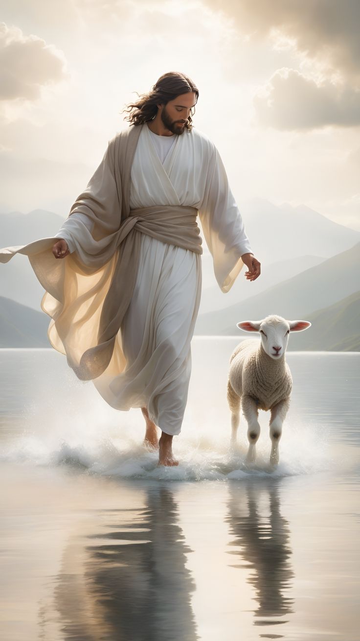 picture of jesus running after a lamb