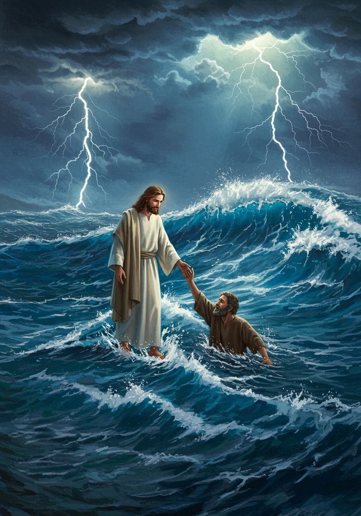 picture of jesus reaching into the water