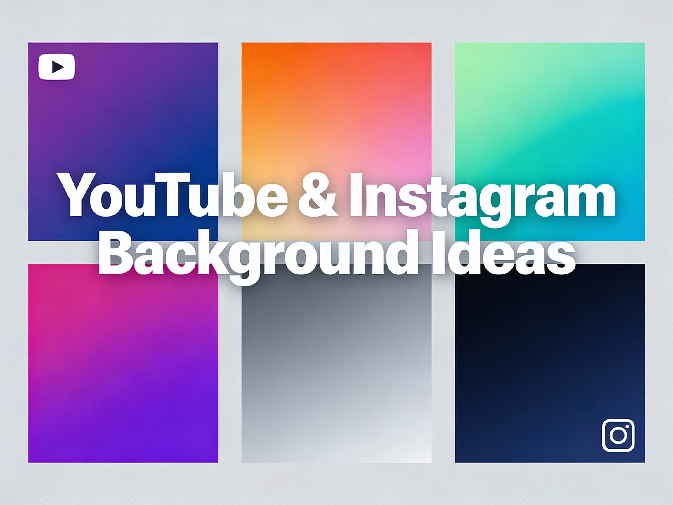 how to create gradient background - showcase of 6 gradient examples for youtube thumbnails and instagram posts with different color schemes purple blue orange pink mint teal